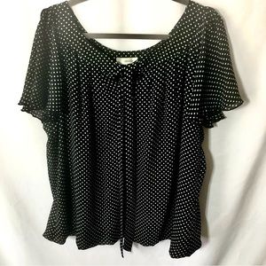 Dress Barn Black and White Polka Dot Blouse sz 2X
